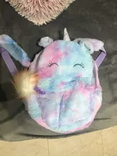 Bonita mochila de dibujos animados para niña, mochilas con unicornio de felpa, de piel, escolar, regalo para niños, bolsa de libro