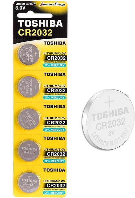 Toshiba CR2032 Battery 3V Lithium Coin Cell (2 PCS Child Resistant Blister  Package)