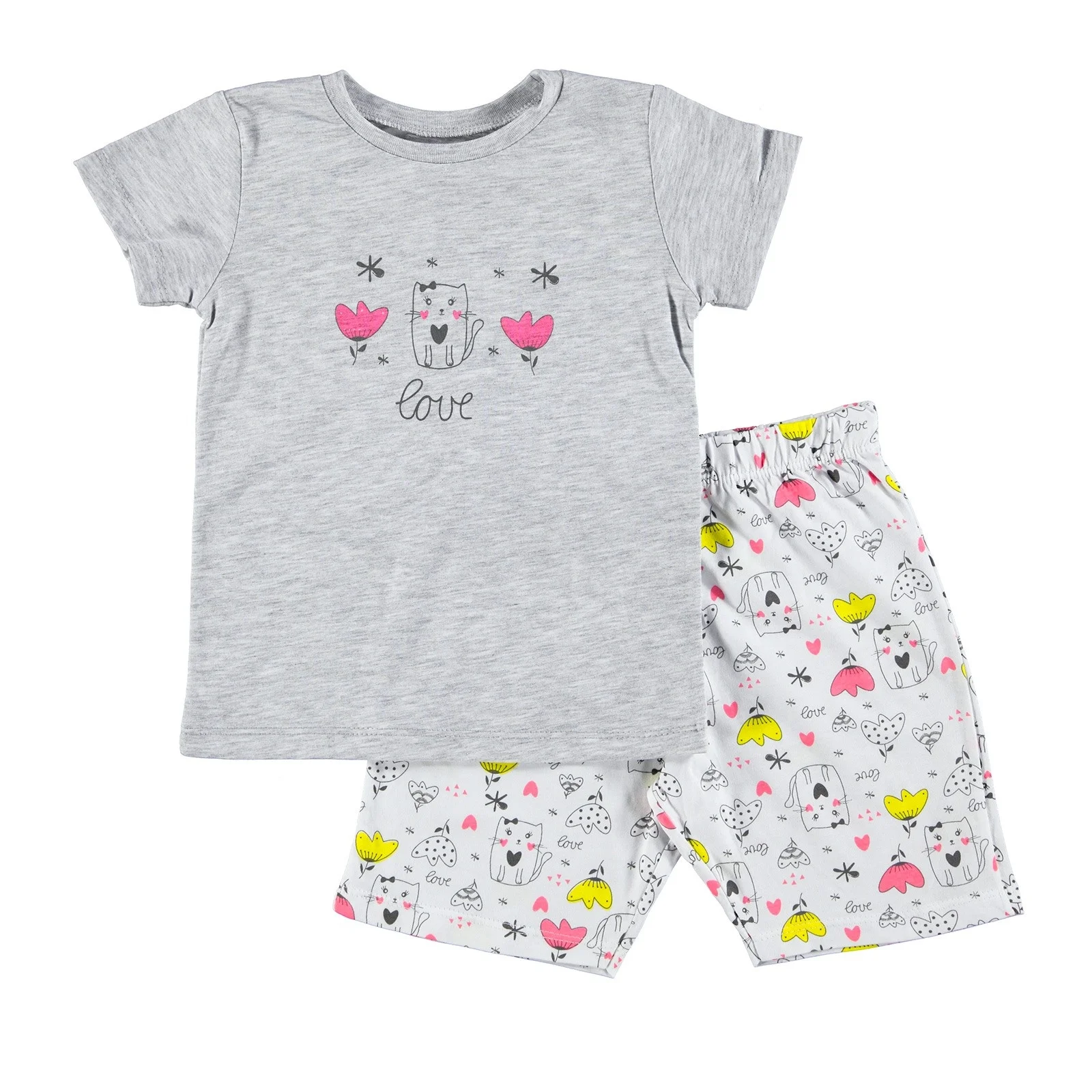 Ebebek For My Детский галстук бабочка с принтом Пижама короткими рукавами для девочек|