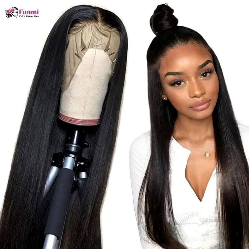 Парики Funmi из человеческих волос прямые волосы Remy 360 13X4 13X6 бразильские