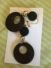 Pendientes con Clip de madera Natural para mujer, aretes sin agujero, pendiente geométrico, moda coreana, regalo de joyería