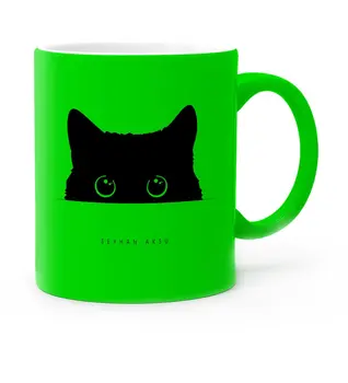 

Personalized Black Kitty Fluorescent Green Mug Cup