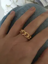 Anillo con forma de cadena chapado en oro, 7mm de ancho, Vintage, gótico, grueso, Midi, joyas antiguas, accesorio