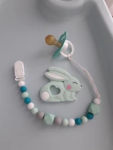 Juego de cuentas de silicona para dentición de roedores, sin BPA, Fox Rabbit, accesorios para manualidades, Clips de cadena de chupete, collar para niños, 1 Set