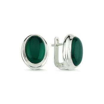 

Teleplus Green Agate Stone Handwork Earrings 925 Sterling Silver