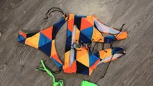 Hirigin-Bikini femenino fluorescente con cuello para atar nudo, traje de baño fluorescente con realce, cuello halter, cintura media, perfecto para playa