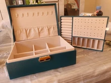 Joyero de terciopelo de doble capa, caja de almacenamiento de joyería europea de cuero de alta capacidad, soporte de joyería de gran espacio, caja de regalo