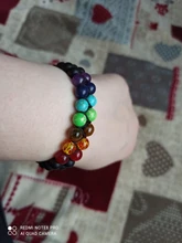 7 Chakra de roca de Lava pulsera de 8mm de doble capa fila ajustable Unisex piedra de Yoga sanación energética pulseras de piedra regalo de Navidad