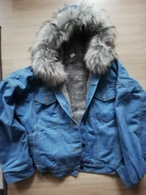 Short Coat Denim Jacket Elexs Korean Big-Fur-Collar Velvet Female Thick Student Winter