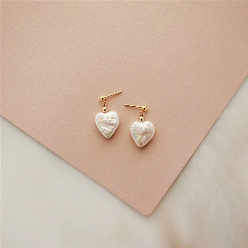 14K Gold Filled Hoop Earrings Natural Heartshaped Pearl Jewelry Gold Hoop Earrings Brincos Pendientes Oorbellen Women Earrings 2