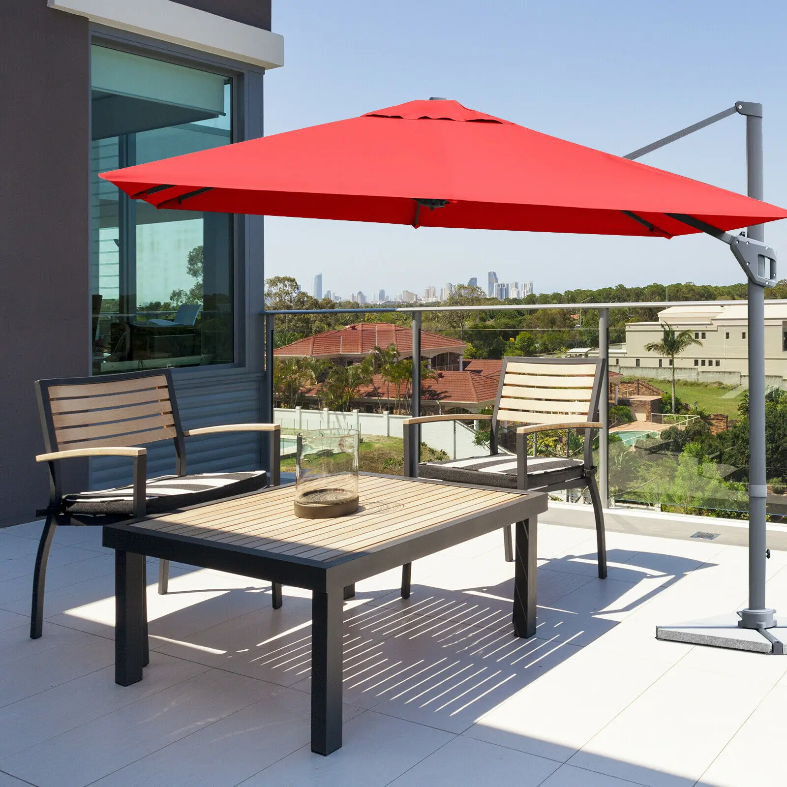 10x10 ft Patio Offset Cantilever Umbrella Aluminum 360° Rotation Tilt  NP10191