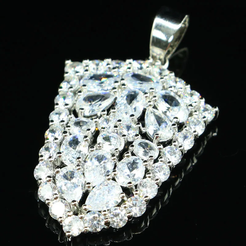 Новое поступление 2020 Свадебный женский серебряный кулон 41x25 мм с белым