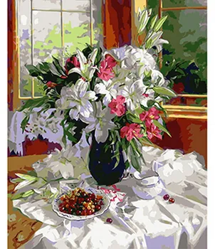 

Canvas-coloring by numbers series "palette". 40x50 cm "bouquet of white lilies" Red Cat x-3476