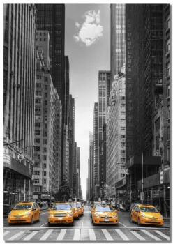 

Panorama Decorative Canvas New York Taxi - Printed on Canvas - Vintage Pictures - Modern Art Print for Walls - Vintage City Pictures - Home Decoration
