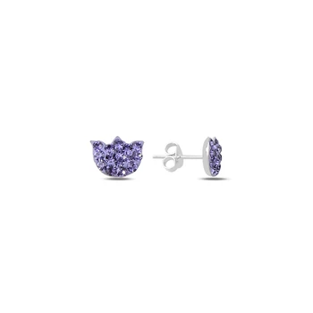 

KUTAYDAN Zircon Tulip Pattern Earrings 925 Sterling Silver