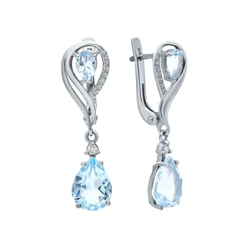 

Silver earrings with Topaz and cubic zirconia sunlight sample 925