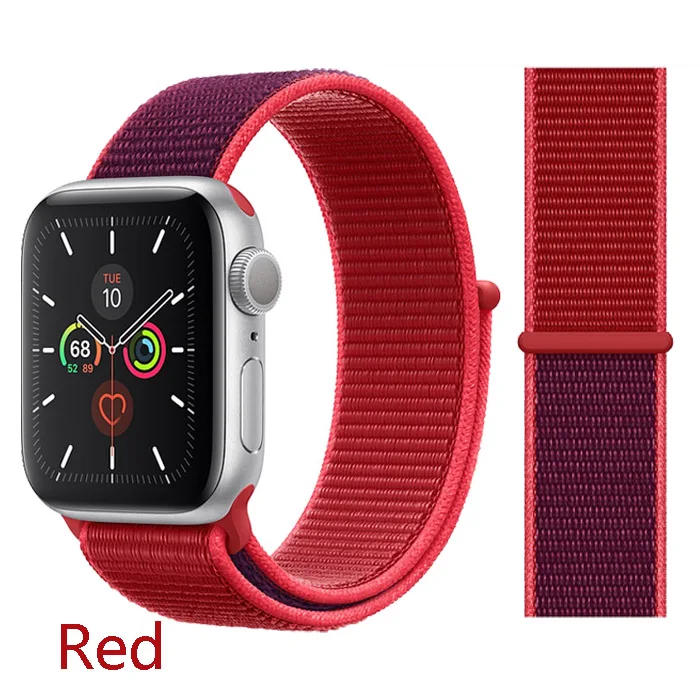 Ремешок для apple watch band 44 мм correa apple watch 5 4 band 3 2 iwatch band 42 мм 38 мм 40 мм спортивный нейлоновый браслет - Цвет ремешка: Official red