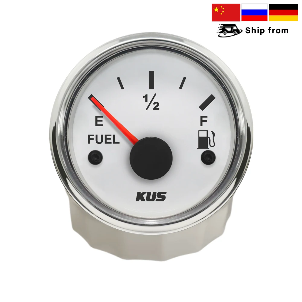 

KUS Universal 2" 52mm Car Motorcycle Yacht Boat Fuel Level Meter Gauge 0-190ohm 240-33ohm with Red and Yellow available12V 24V