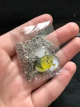 Colgante Shrek para collar de cristal estilo cabujón, joyería con foto, colgantes de corazón, artículos hechos a mano, novedad de 2020