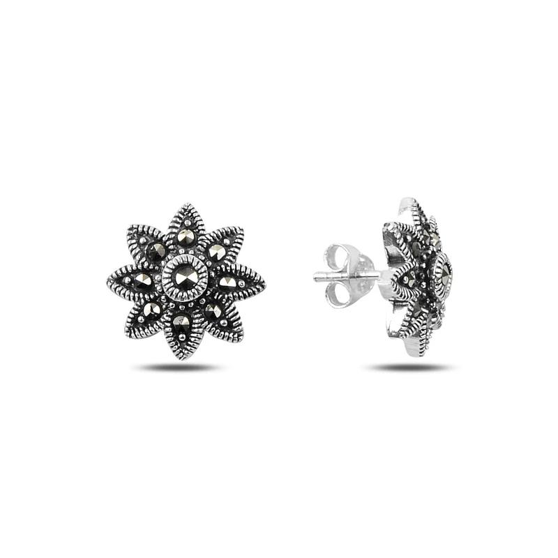 

Armagano Marcasite Cubic Zirconia Flower Earrings
