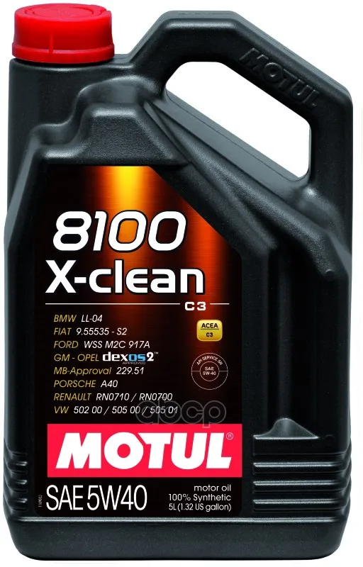 MOTUL Масло Моторное 5w40 Motul 4л Синтетика 8100 X-Clean C3 Motul 104720