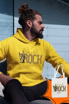 

Angemiel Wear We Will Rock You Yellow Men 'S Hooded Sweatshirt Bags Kombin