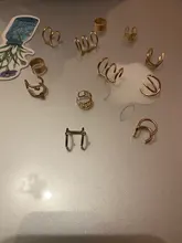 12 unids/set 2020 de oro de moda Color puños de oído hoja pendientes de Clip pendientes largos aretes pendientes para las mujeres los escaladores sin Piercing falso cartílago accesorios de aretes
