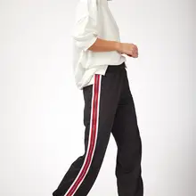 Счастье ist. Женские черные полосатые трикотажные тренировочные брюки на молнии MHT0122