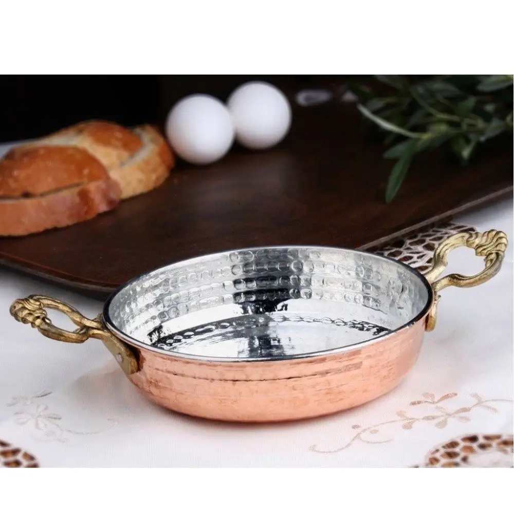 Pure Copper Cookware Set 5 Piece Set copper Sauce Pan Set Copper Kadhai Set  Copper Fry Pan With Brass Handle for Cooking Purpose 