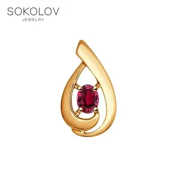 

Pendant SOKOLOV gold with Ruby fashion jewelry 585 women's male, pendants for neck women