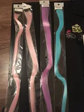 TALANG-extensiones de cabello de colores, hebras largas y rectas, Clip de una pieza, sintético, falso, rosa, resaltado, arcoíris