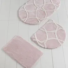 Коврик для ванной | коврик для ванной нескользящие Противоскользящие коврики Бонн Овальный розовый 3л набор 60X100 Cm-50X60 Cm-40X60 см