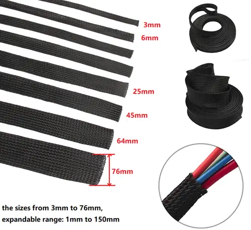 PET Black Cable Sleeve Length1/3/5/50/100M Insulated Braided Sleeving Data Line Protection Wire Cable Flame-Retardant Nylon Tube - Image 6