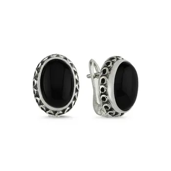 

Angemiel 925 Sterling Silver Onyx Stone Handwork Earrings