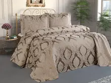 Şulem Jacquard Chenille Bed Cover Cappucino