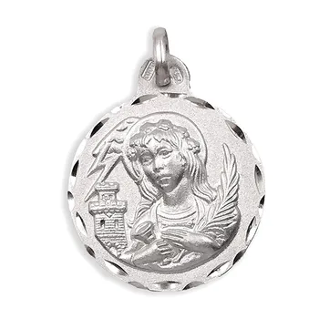 

Medal Sterling Silver 925m Santa Barbara 21mm. Round fence carved details smooth back-RECORDING INCLUDED IN THE PRICE
