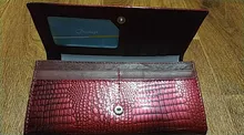 DICIHAYA-Billetera de piel genuina con doble cremallera para mujer, cartera de mano roja con patrón de cocodrilo