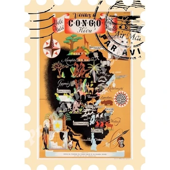 

Congo Africa souvenir magnet vintage tourist poster