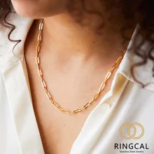 Ringcal Stainless Steel 14K Gold Dainty Clavicle Chain Necklaces for women Trendy Party jewelry Wholesale