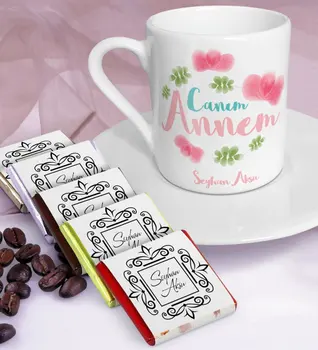 

Personalized Dear Mom Turkish coffee Cup and Chocolate Set-12