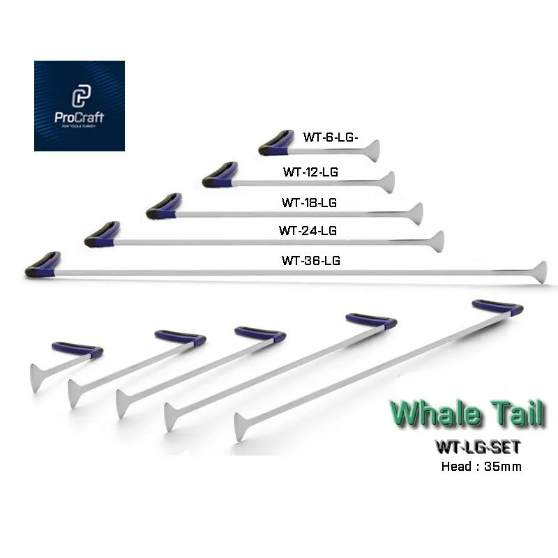 

ProCraft Pdr Paintless Dent Repair Whale Tail Set Head:35mm 5 Pcs 1 Set Spring Steel