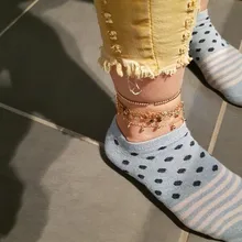 Bohemio de varias capas cuentas tobillera conjunto de moda lentejuelas estrella pulseras de tobillo para las mujeres verano playa pie joyería de la cadena tobilleras