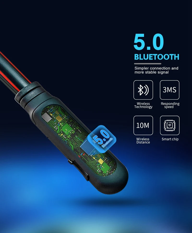 Новейшие bluetooth-наушники V5.0, беспроводные наушники, стерео спортивные наушники, наушники, шейные наушники с микрофоном для всех телефонов