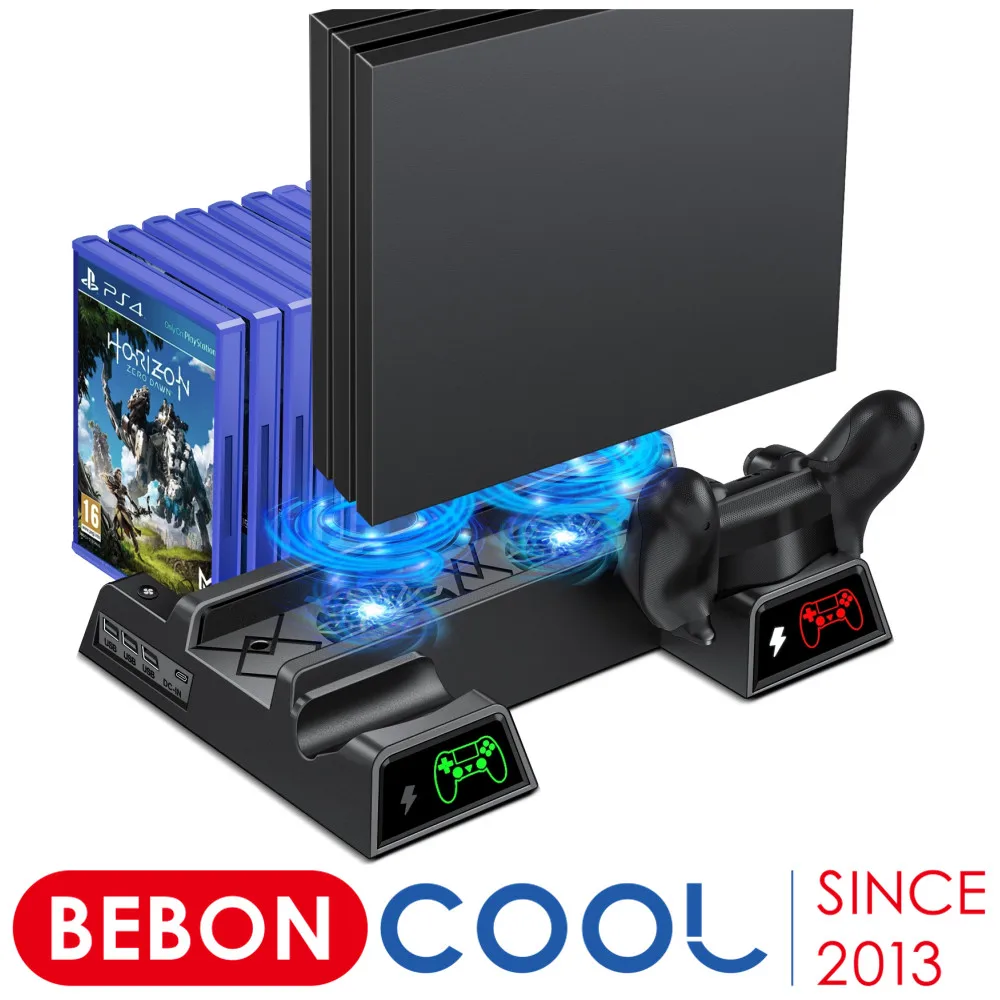 Вертикальная охлаждающая подставка с вентилятором для PS4/PS4 Slim/PS4 Pro зарядная