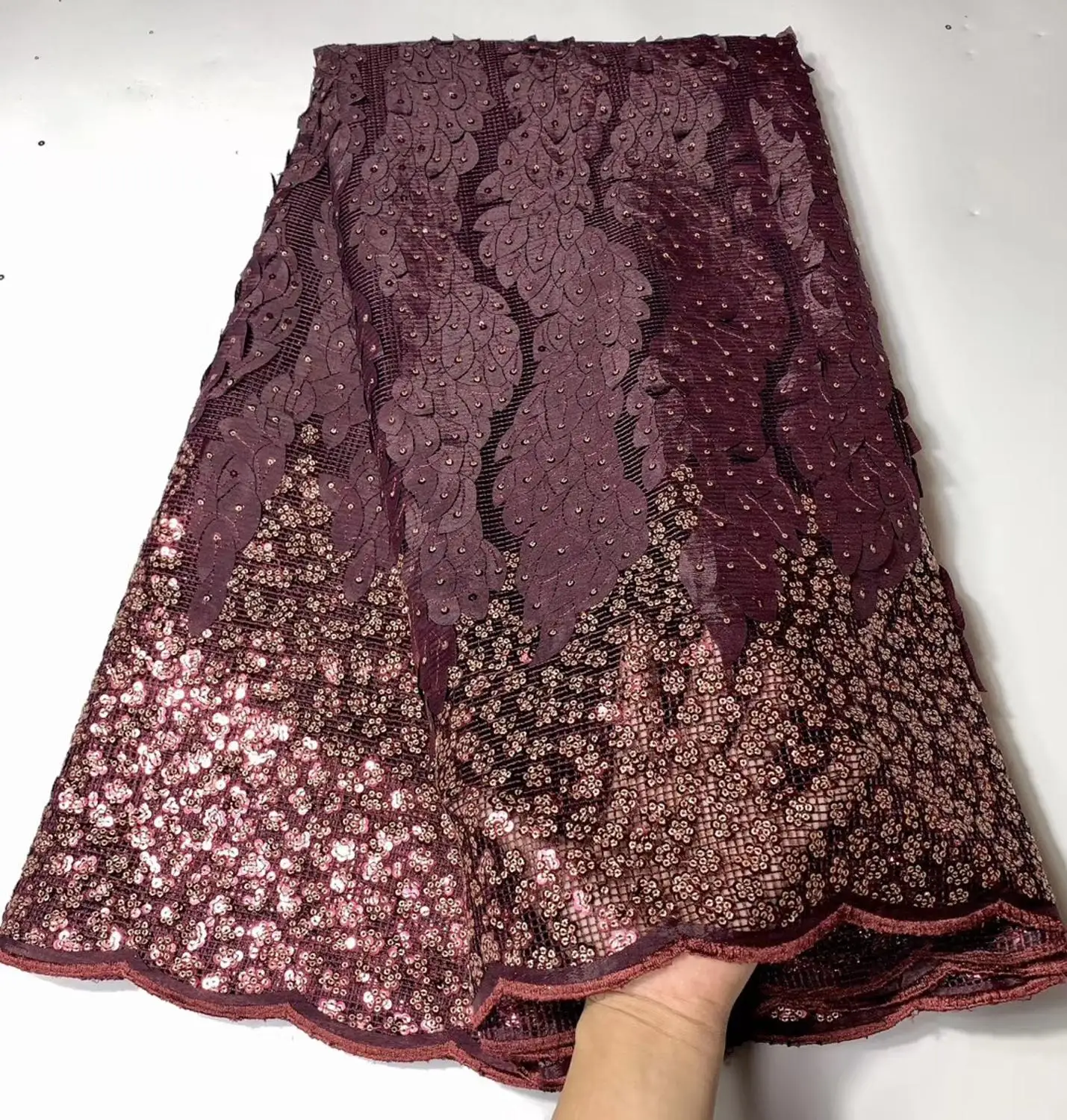 Африканский сорт качество Листья 3D цветы дизайн Sequinse французский тюль кружевной ткани материалы для свадебного платья - Цвет: as pictures 1
