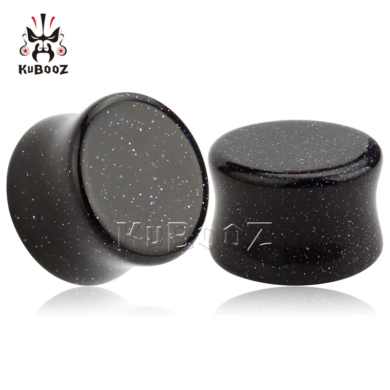 Wholesale Price High Polish Blue Sand Stone Ear Plugs Tunnels Expanders Piercing Body Jewelry Earring Gauges Stretchers 32PCS