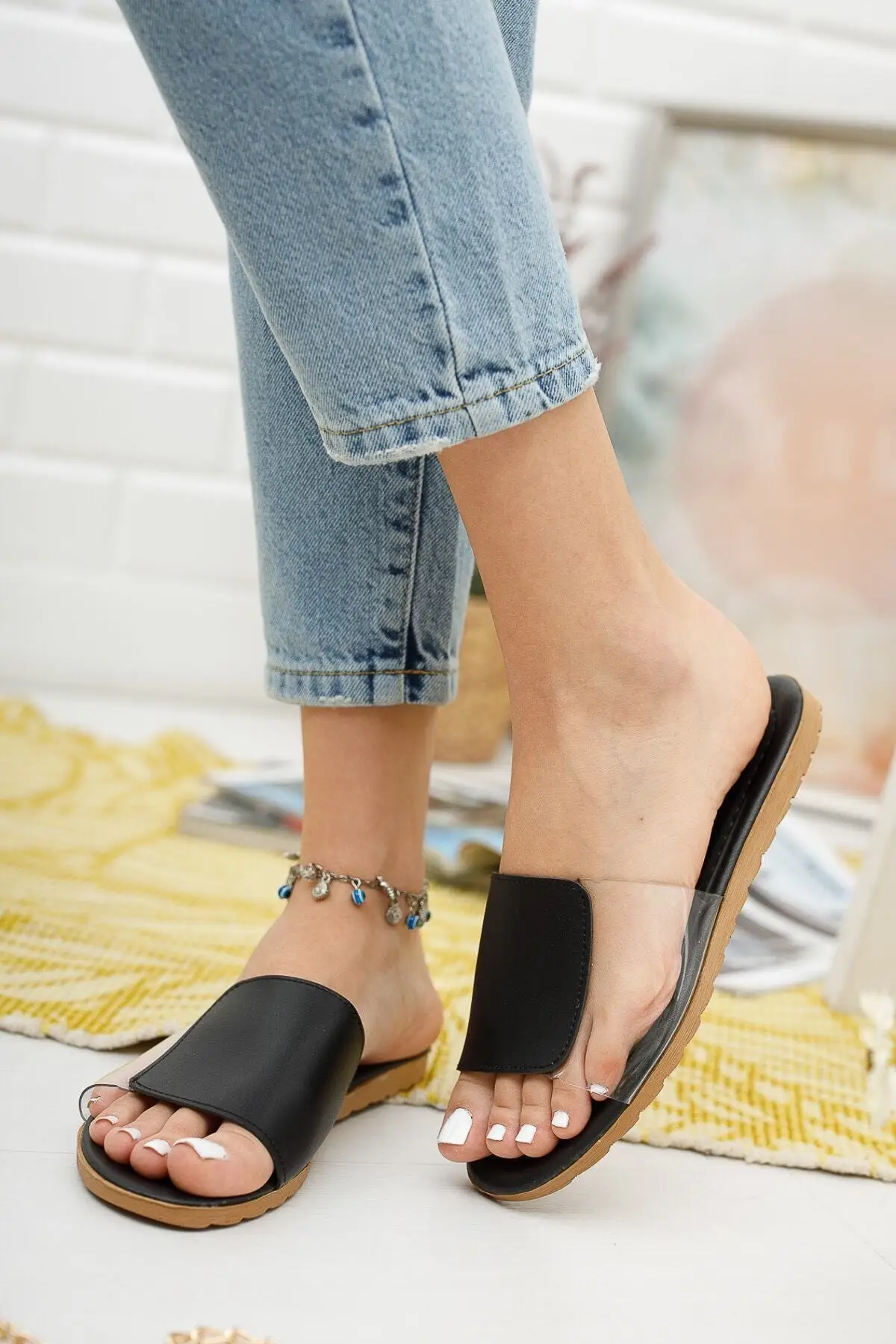 Women slippers 2022 Fashion Transparent Colorful Woman Shoes Female Home slippers, Shoe Lady beach Flip Flops Flats Shoes