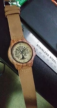 Reloj de pulsera con diseño de árbol de ciervos para hombre y mujer, cronógrafo de imitación de madera, con carcasa de acrílico, color marrón