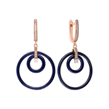 

Silver earrings with ceramics and cubic zirconia sunlight sample 925 test