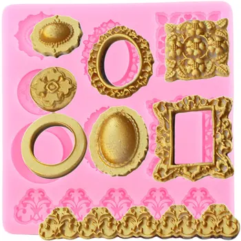 

Mirror Frame Cake Border Fondant Mold Jewelry Resin Clay Molds DIY Cake Decorating Tools Cookie Candy Chocolate Gumpaste Molds